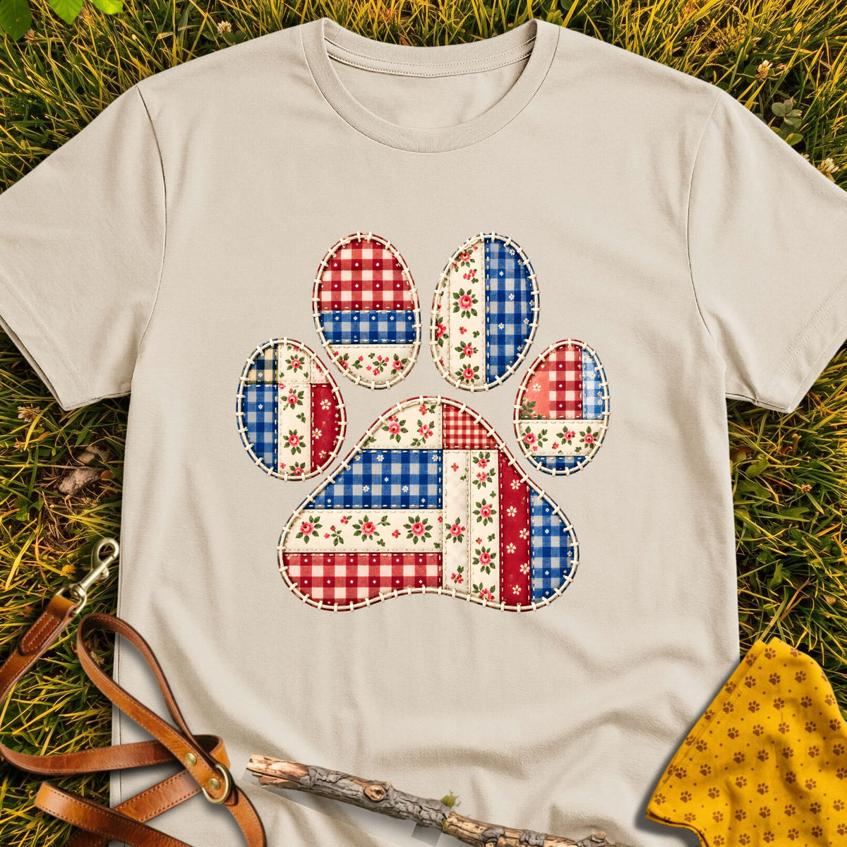 Quilt Paw T-shirt in Sand - Furever Mode rescue dog tee