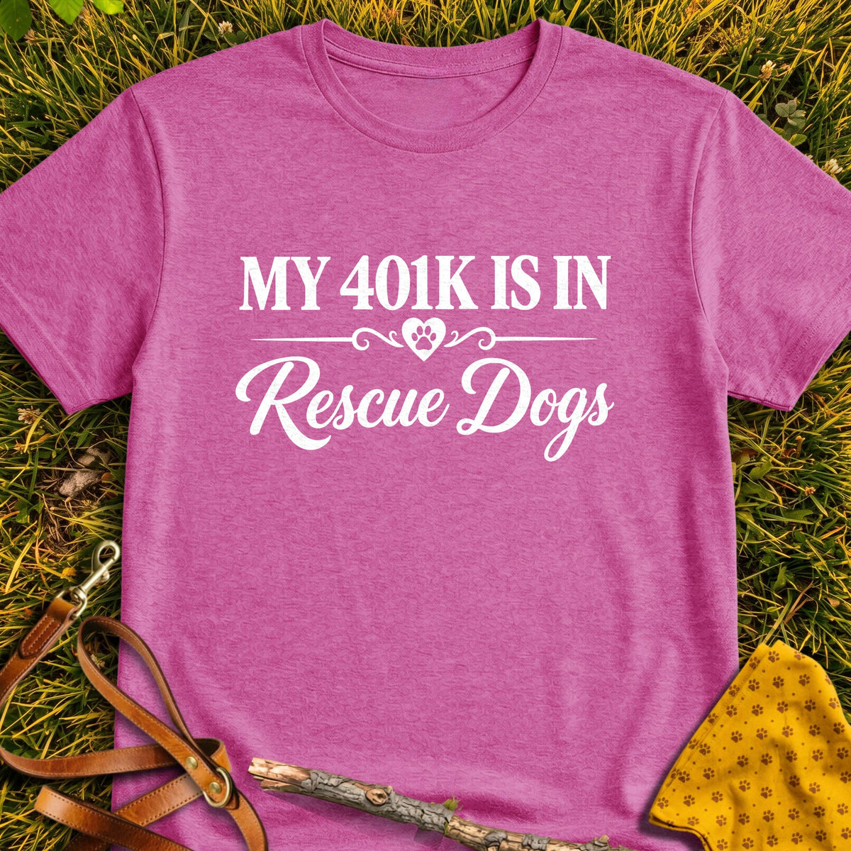 Rescue Fund T-shirt in Heather Berry - Furever Mode rescue dog tee