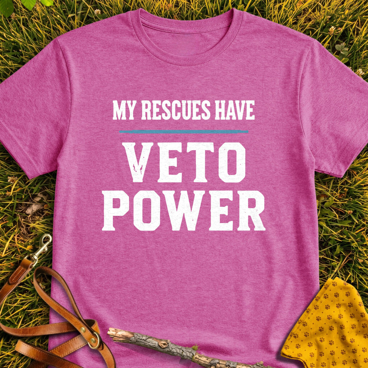Rescues Veto T-shirt in Heather Berry - Furever Mode rescue dog tee