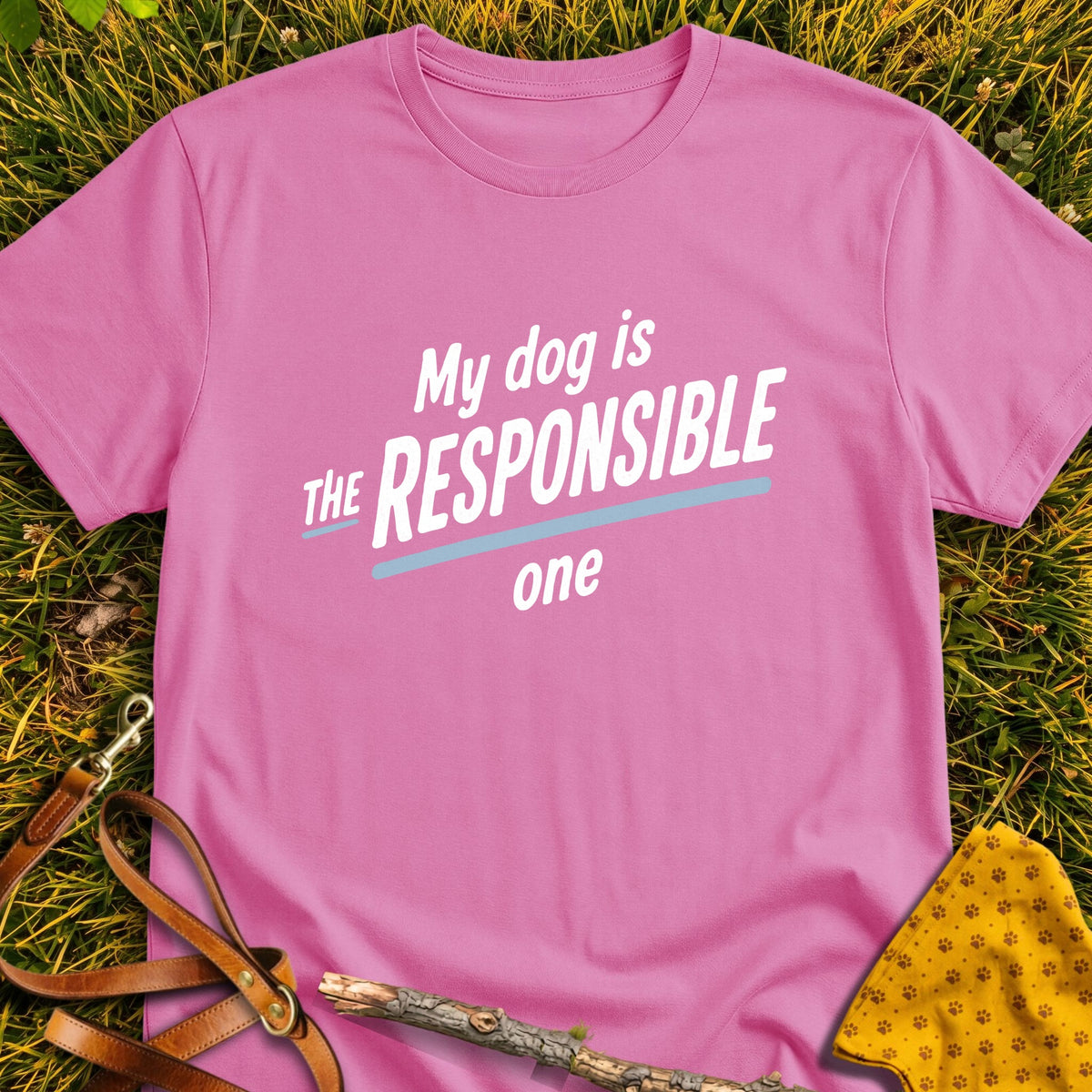 Responsible One T-shirt in Azalea - Furever Mode rescue dog tee