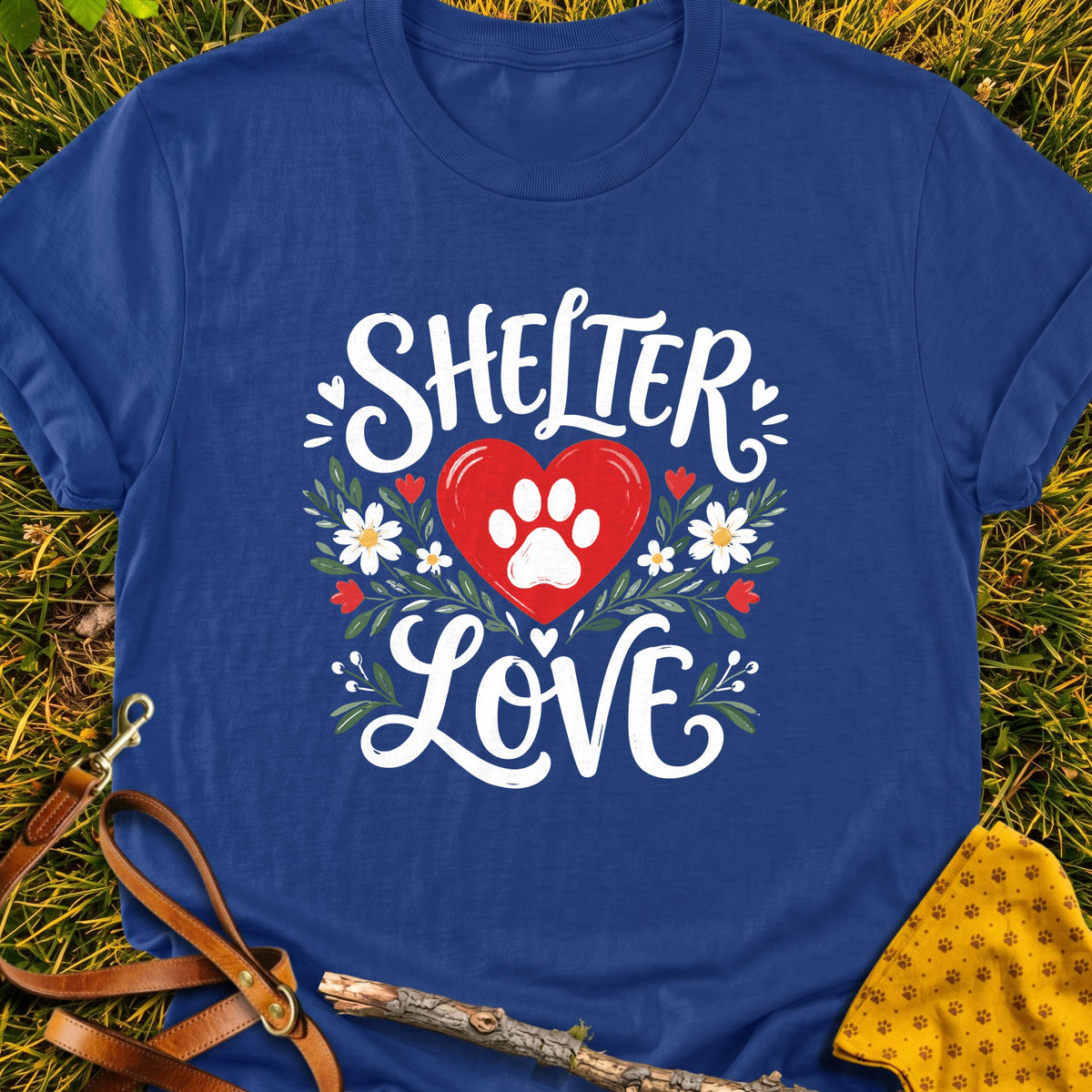 Shelter Love T-shirt in Metro Blue - Furever Mode rescue dog tee