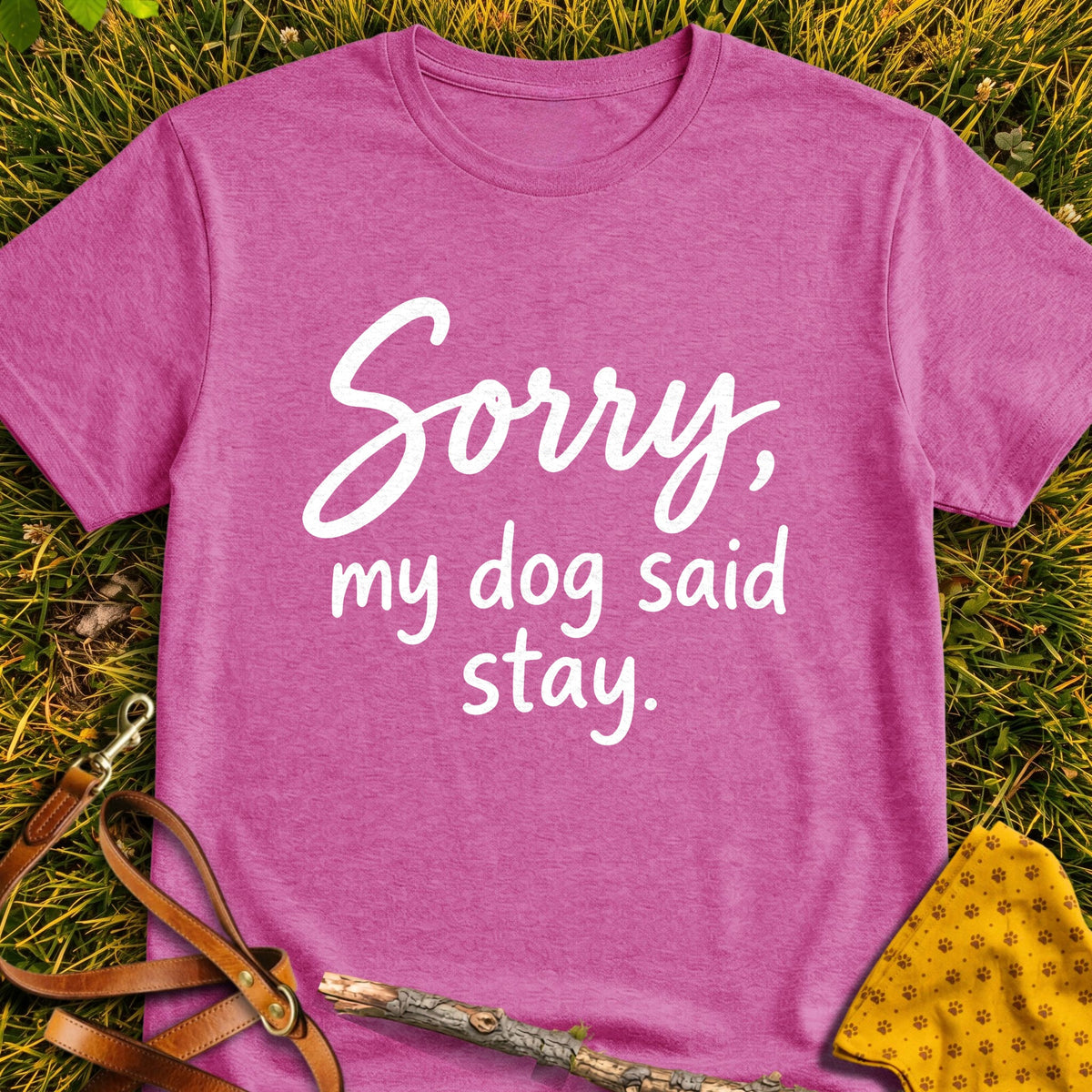 Staying In T-shirt in Heather Berry - Furever Mode rescue dog tee
