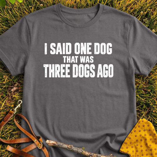 Three Dogs Ago T-shirt in Charcoal - Furever Mode rescue dog tee