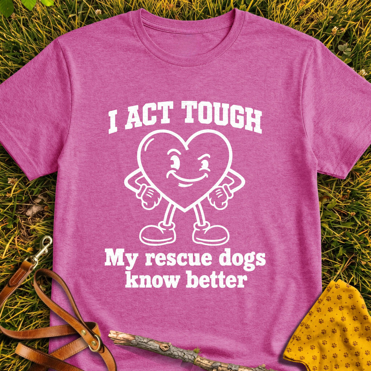Tough Heart T-shirt in Heather Berry - Furever Mode rescue dog tee