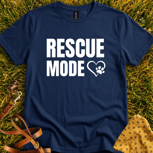 Rescue Mode Heart & Paw T-shirt in Navy - Furever Mode rescue dog tee