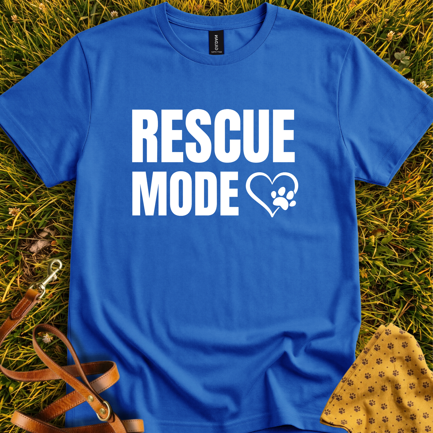 Rescue Mode Heart & Paw T-shirt in Royal - Furever Mode rescue dog tee
