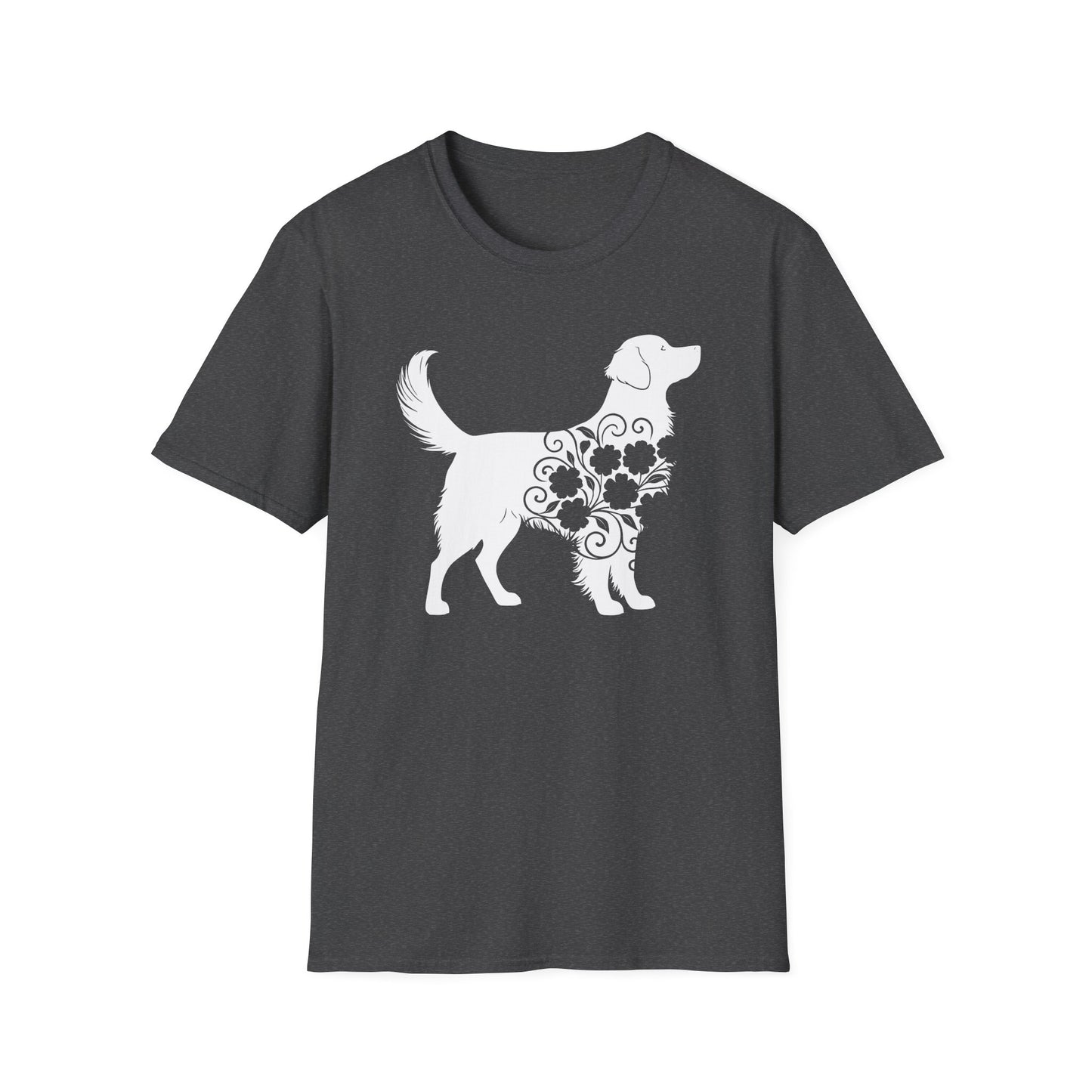 Fluffy Flower Dog Silhouette T-shirt