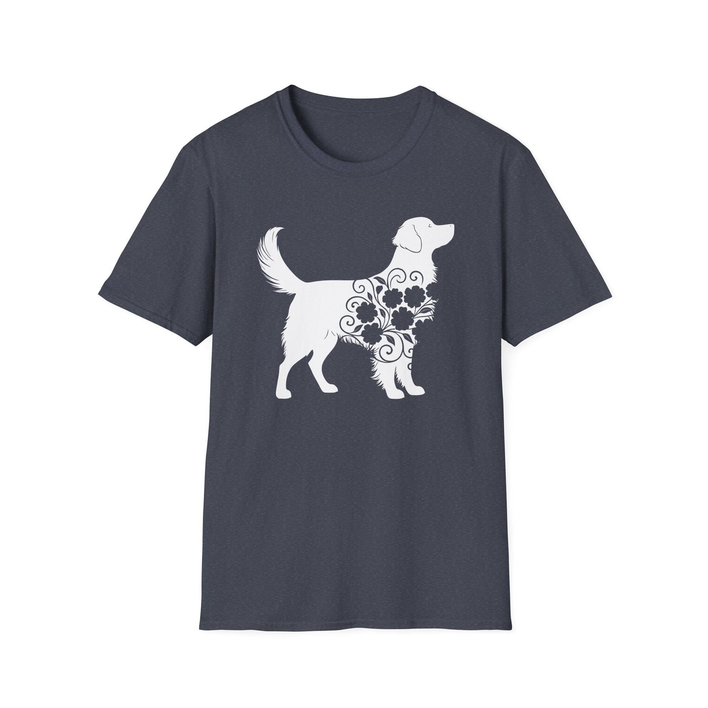 Fluffy Flower Dog Silhouette T-shirt