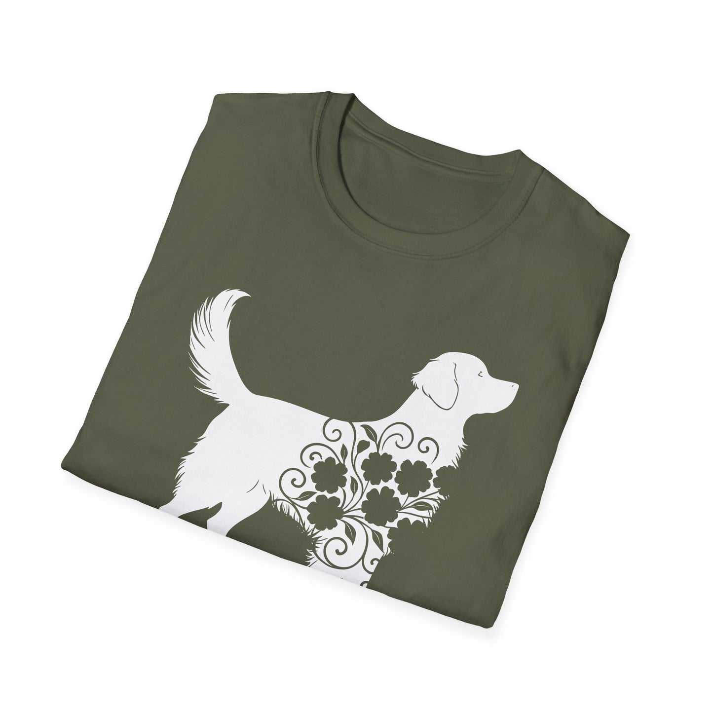 Fluffy Flower Dog Silhouette T-shirt