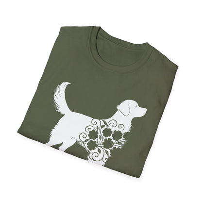 Fluffy Flower Dog Silhouette T-shirt