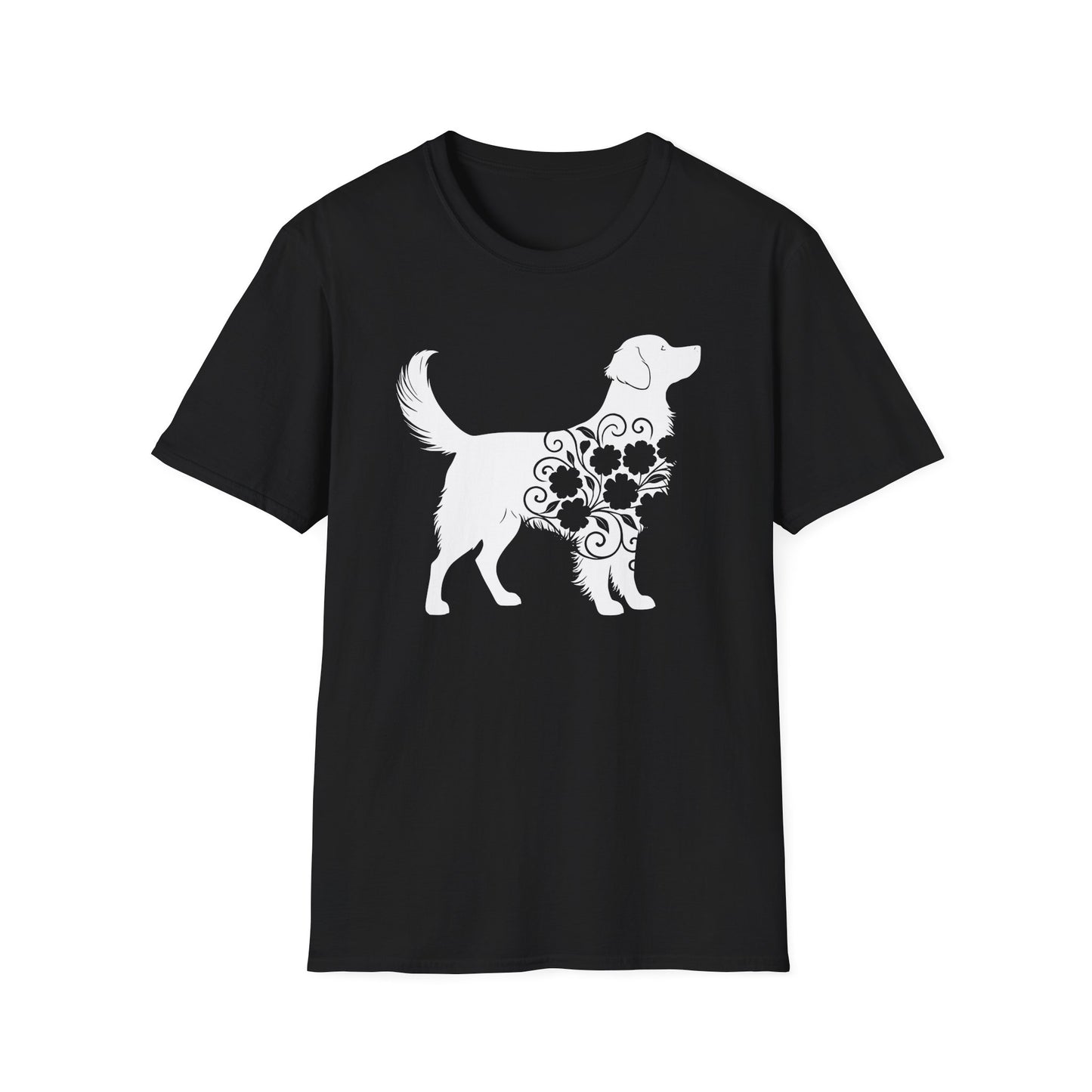 Fluffy Flower Dog Silhouette T-shirt