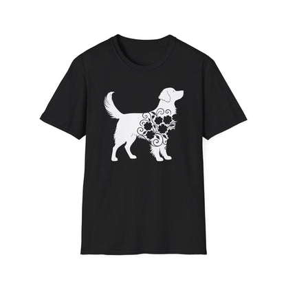 Fluffy Flower Dog Silhouette T-shirt