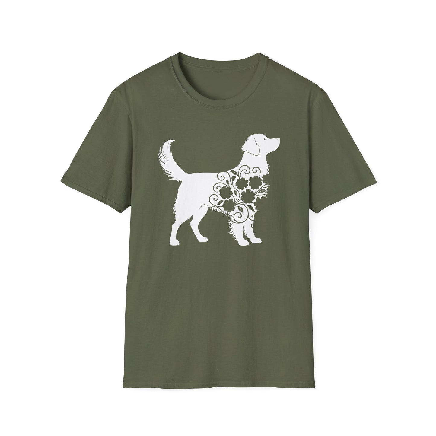 Fluffy Flower Dog Silhouette T-shirt