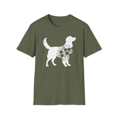 Fluffy Flower Dog Silhouette T-shirt