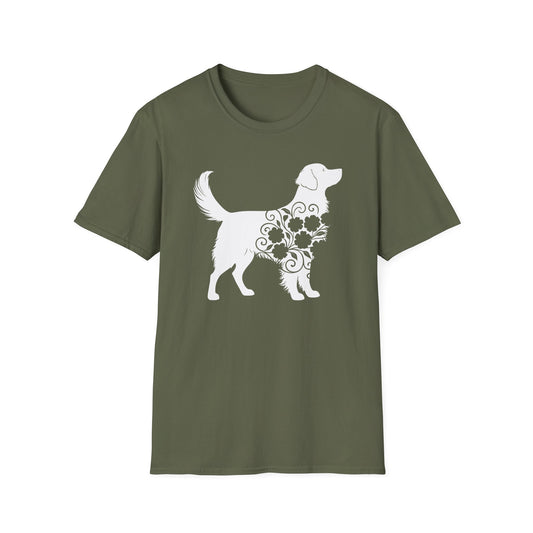 Fluffy Flower Dog Silhouette T-shirt