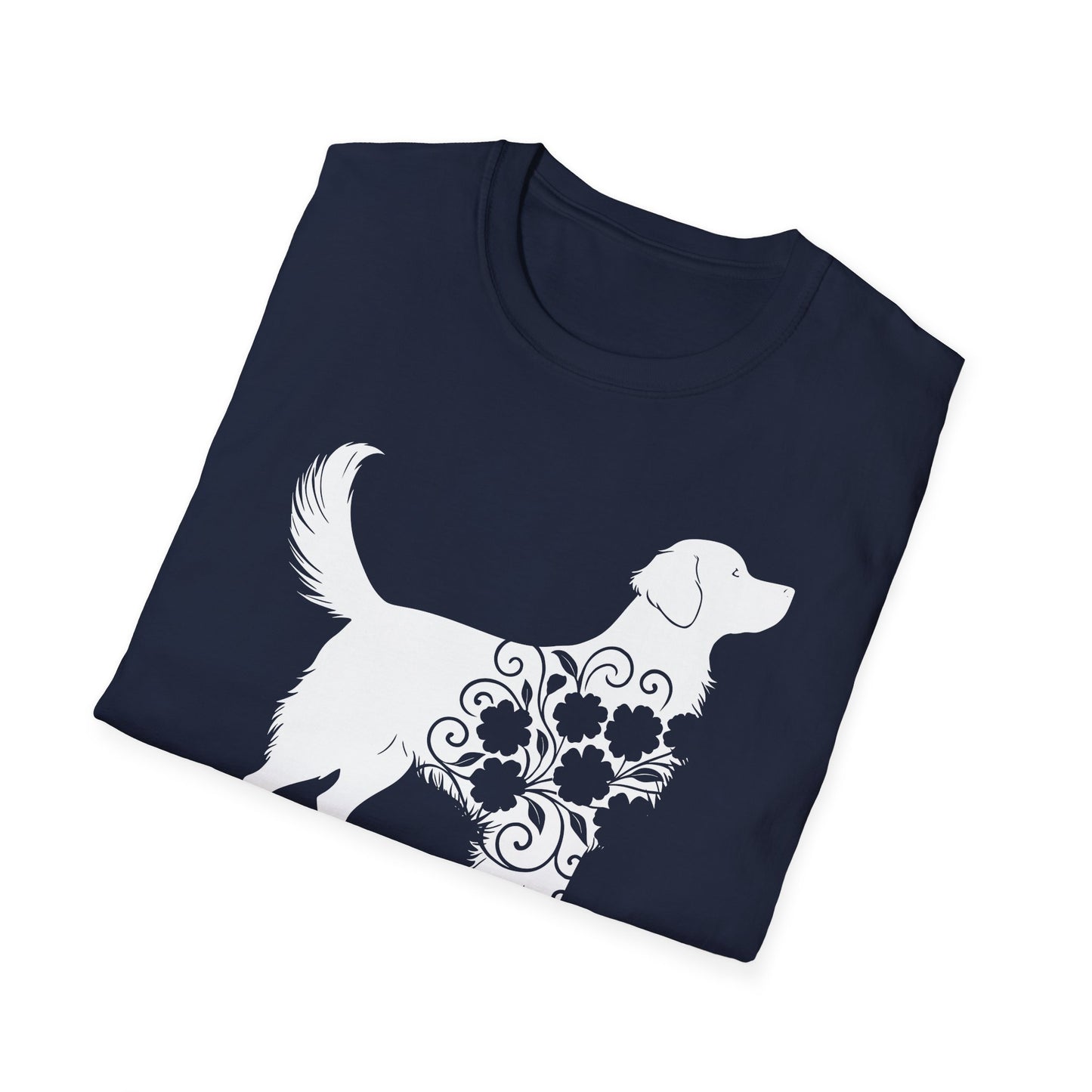 Fluffy Flower Dog Silhouette T-shirt