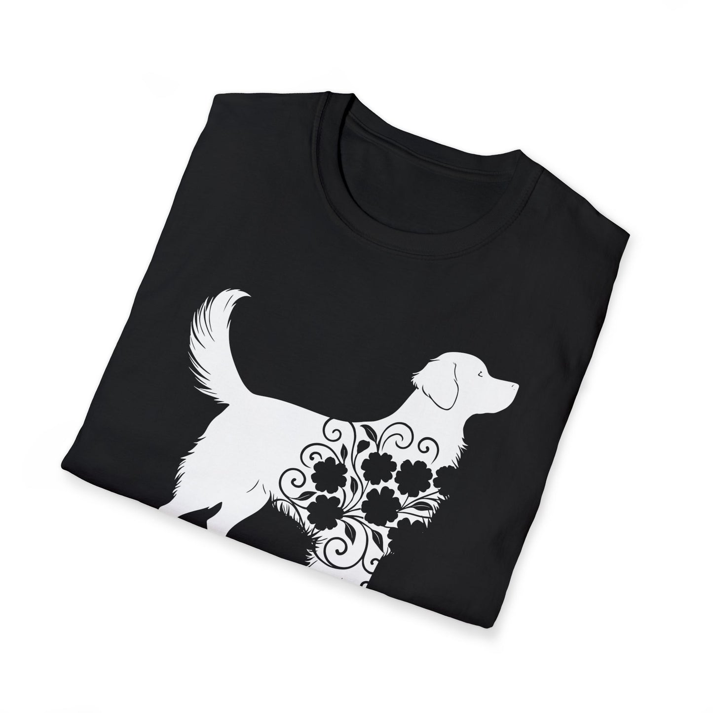 Fluffy Flower Dog Silhouette T-shirt