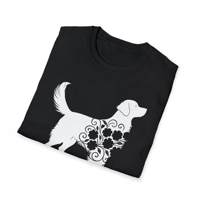 Fluffy Flower Dog Silhouette T-shirt