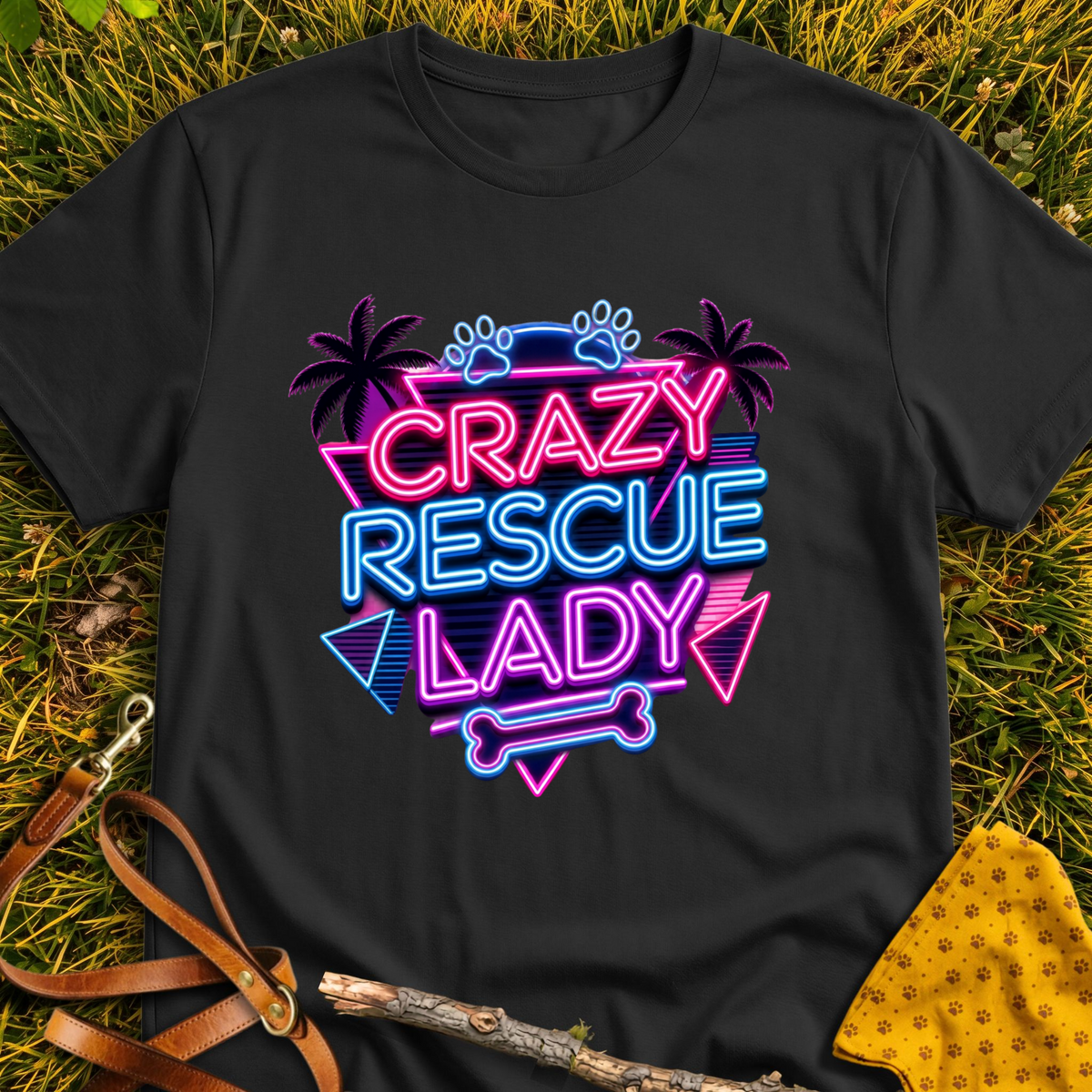 80s Rescue T-shirt T-shirt in Black - Furever Mode rescue dog tee