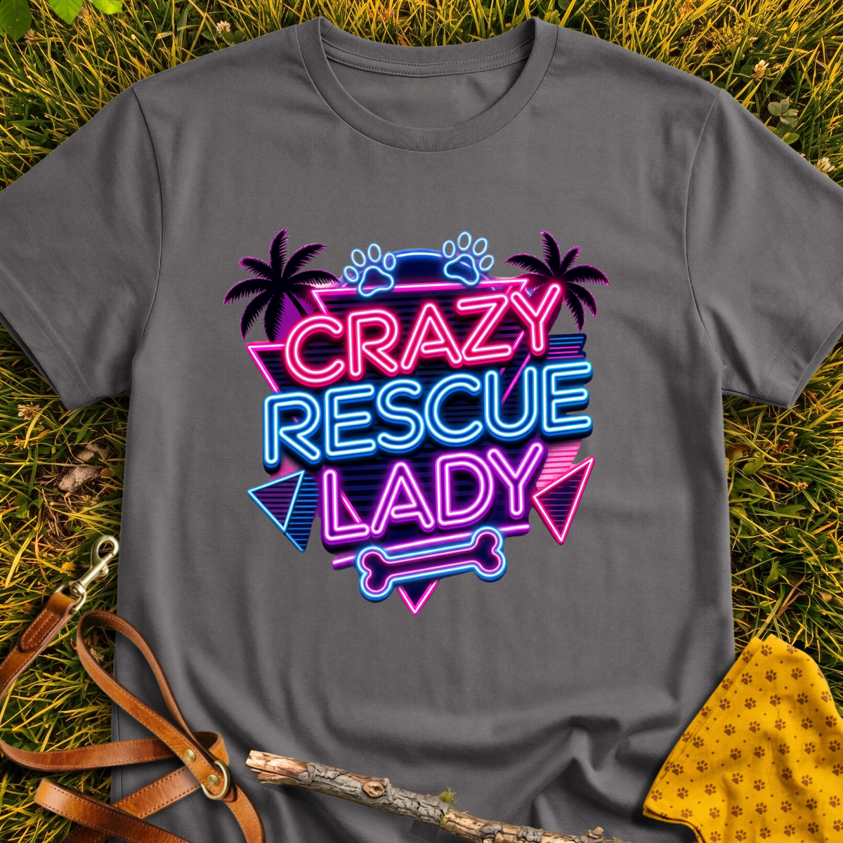 80s Rescue T-shirt T-shirt in Charcoal - Furever Mode rescue dog tee