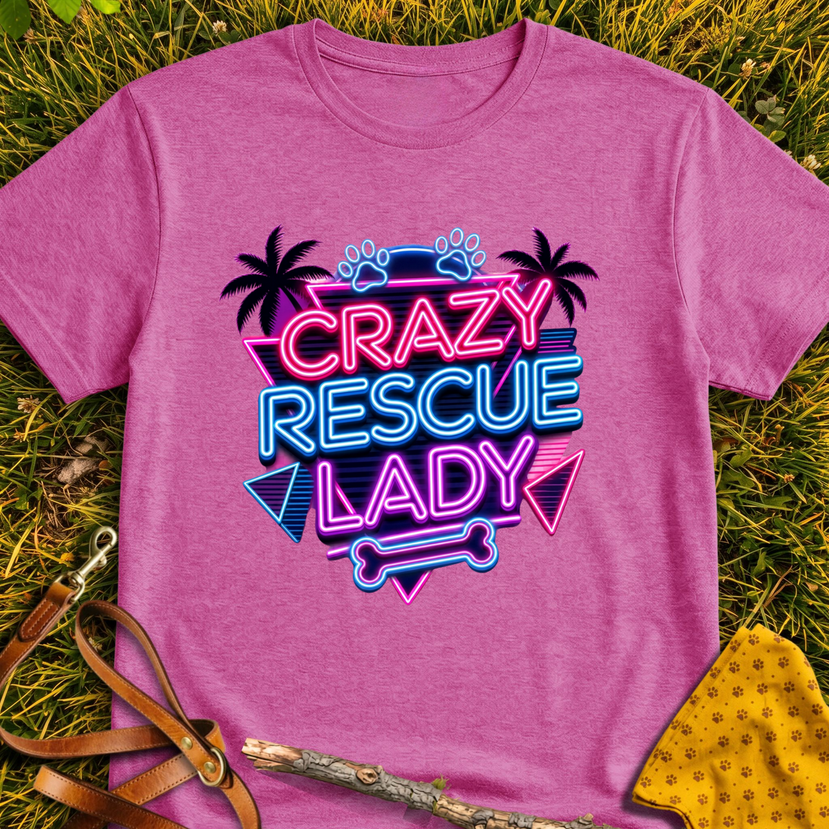 80s Rescue T-shirt T-shirt in Heather Berry - Furever Mode rescue dog tee
