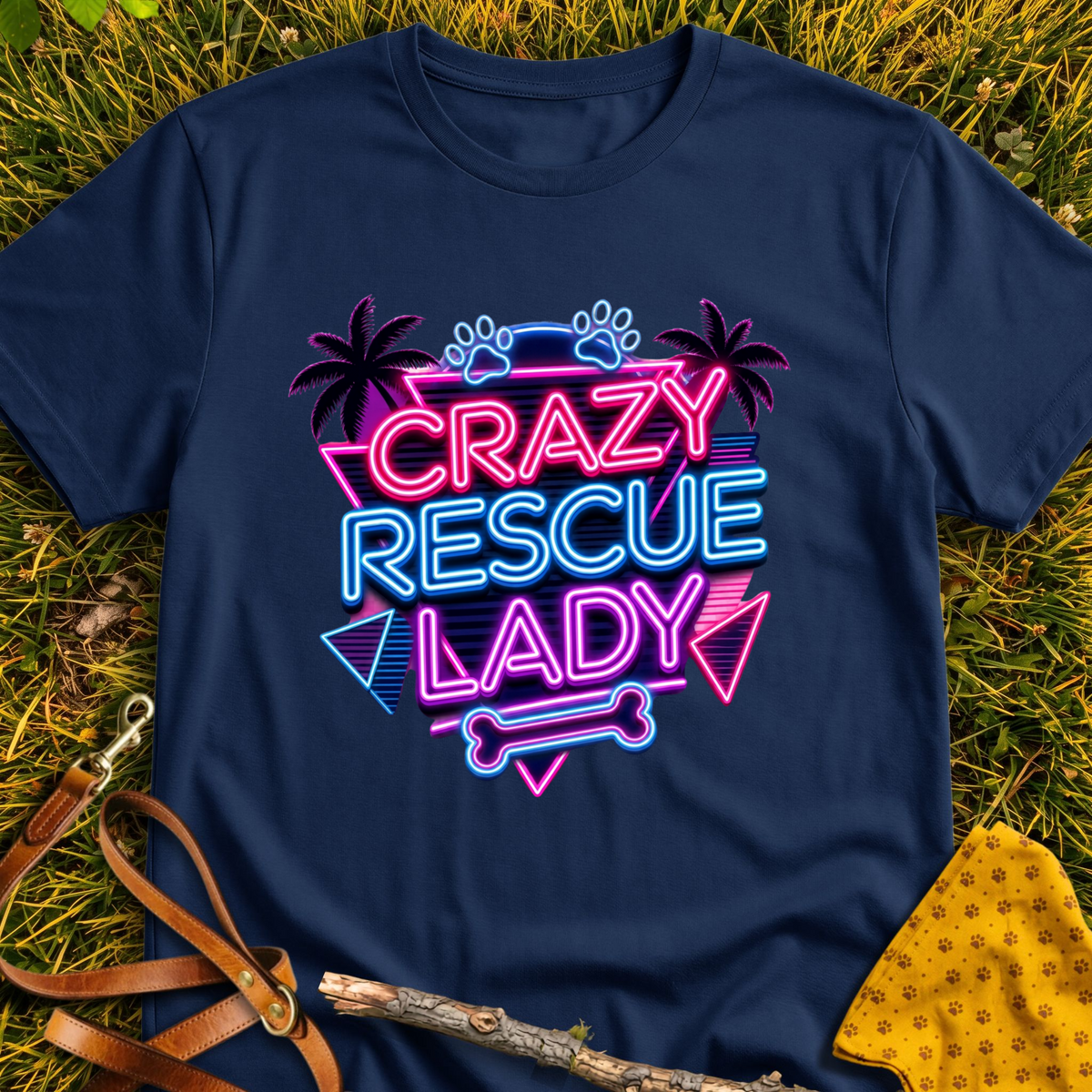 80s Rescue T-shirt T-shirt in Navy - Furever Mode rescue dog tee