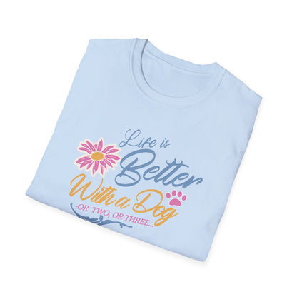 Life is better with a dog color  T-shirt