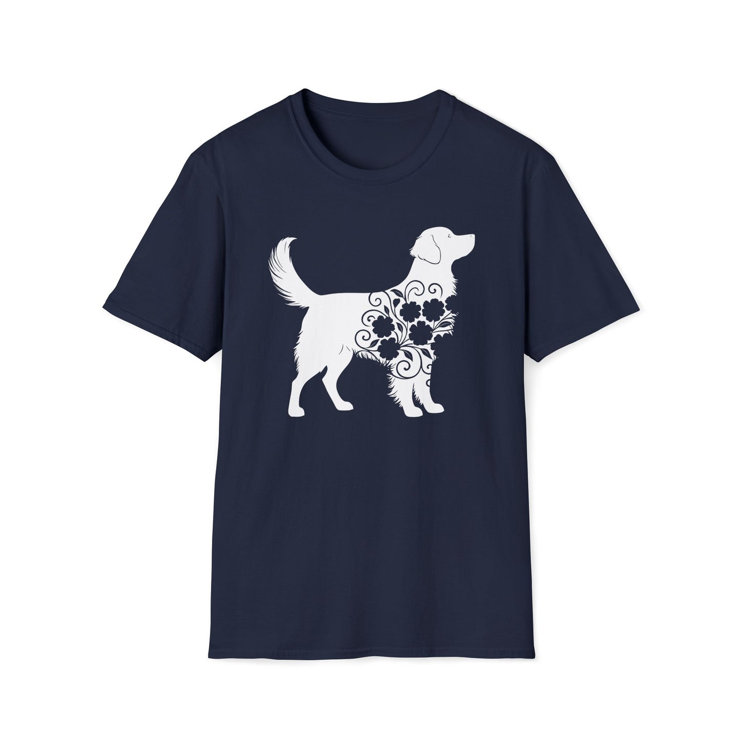 Fluffy Flower Dog Silhouette T-shirt