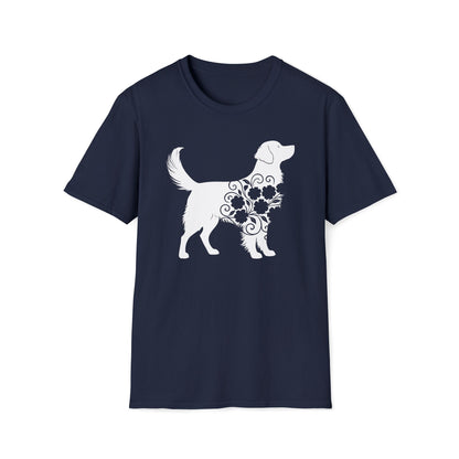 Fluffy Flower Dog Silhouette T-shirt