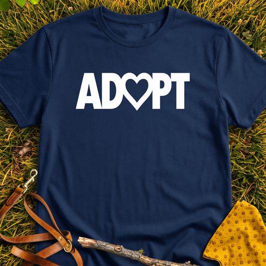 ADOPT T-shirt T-shirt in Navy - Furever Mode rescue dog tee