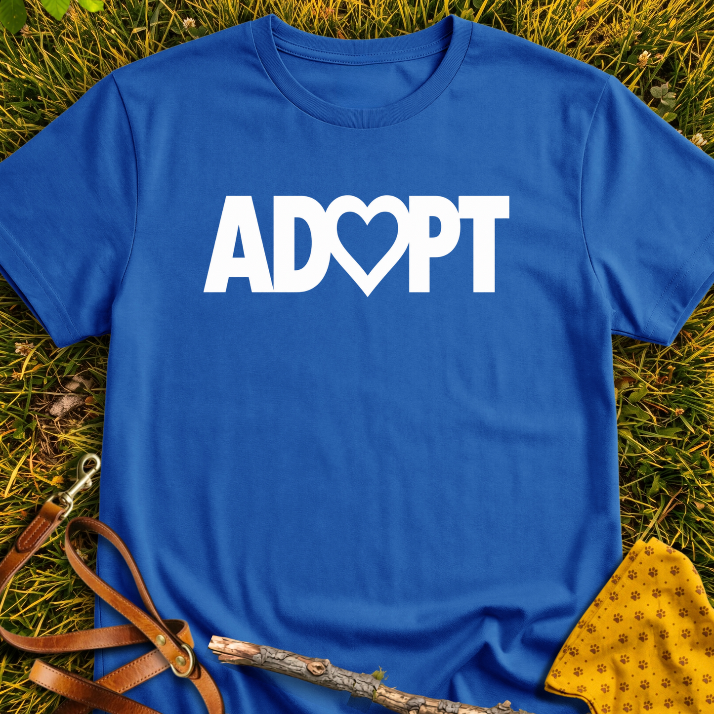 ADOPT T-shirt T-shirt in Royal - Furever Mode rescue dog tee
