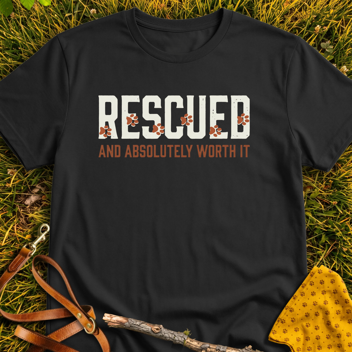 Absolutely Worth It T-shirt T-shirt in Black - Furever Mode rescue dog tee