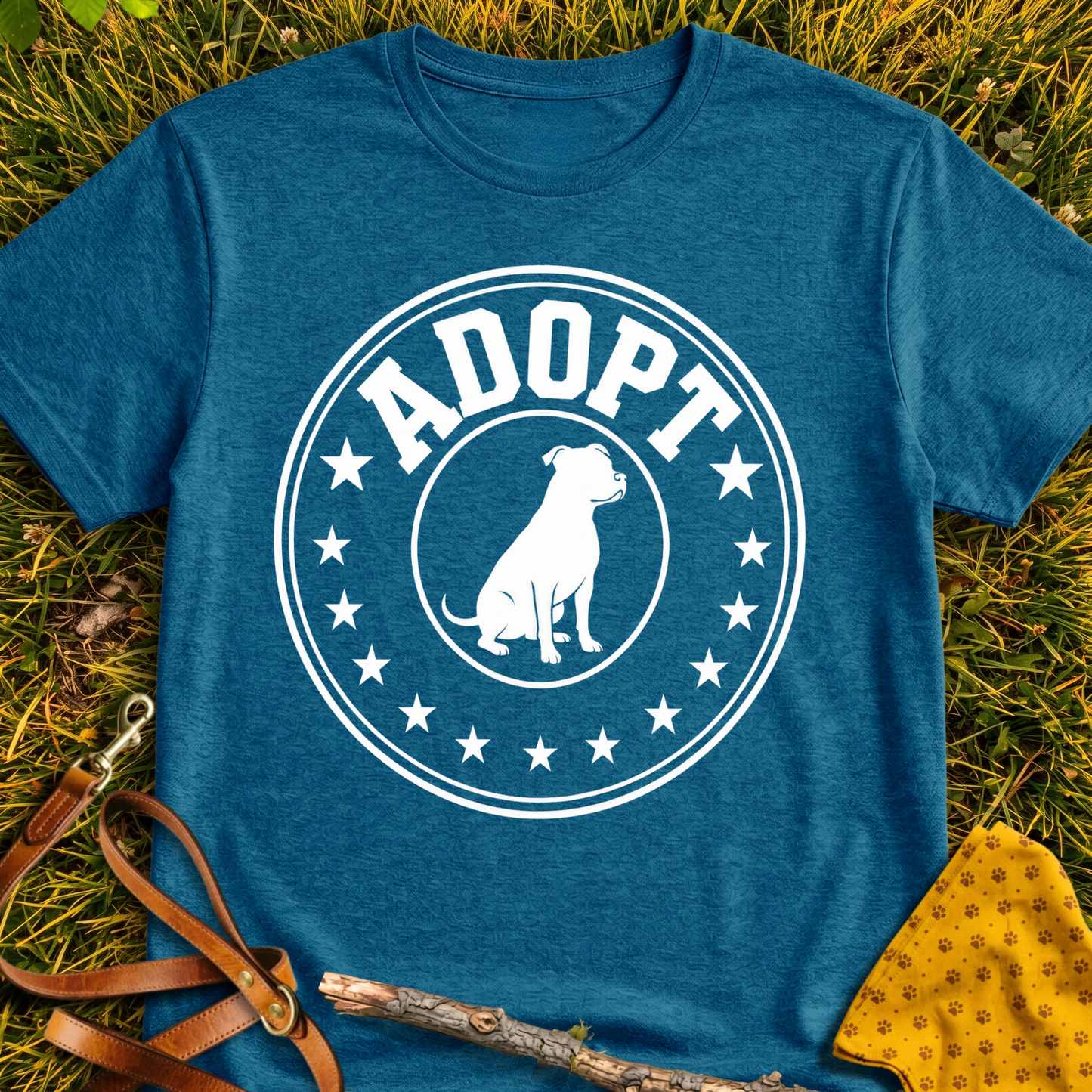 Adopt Pit T-shirt T-shirt in Antique Sapphire - Furever Mode rescue dog tee