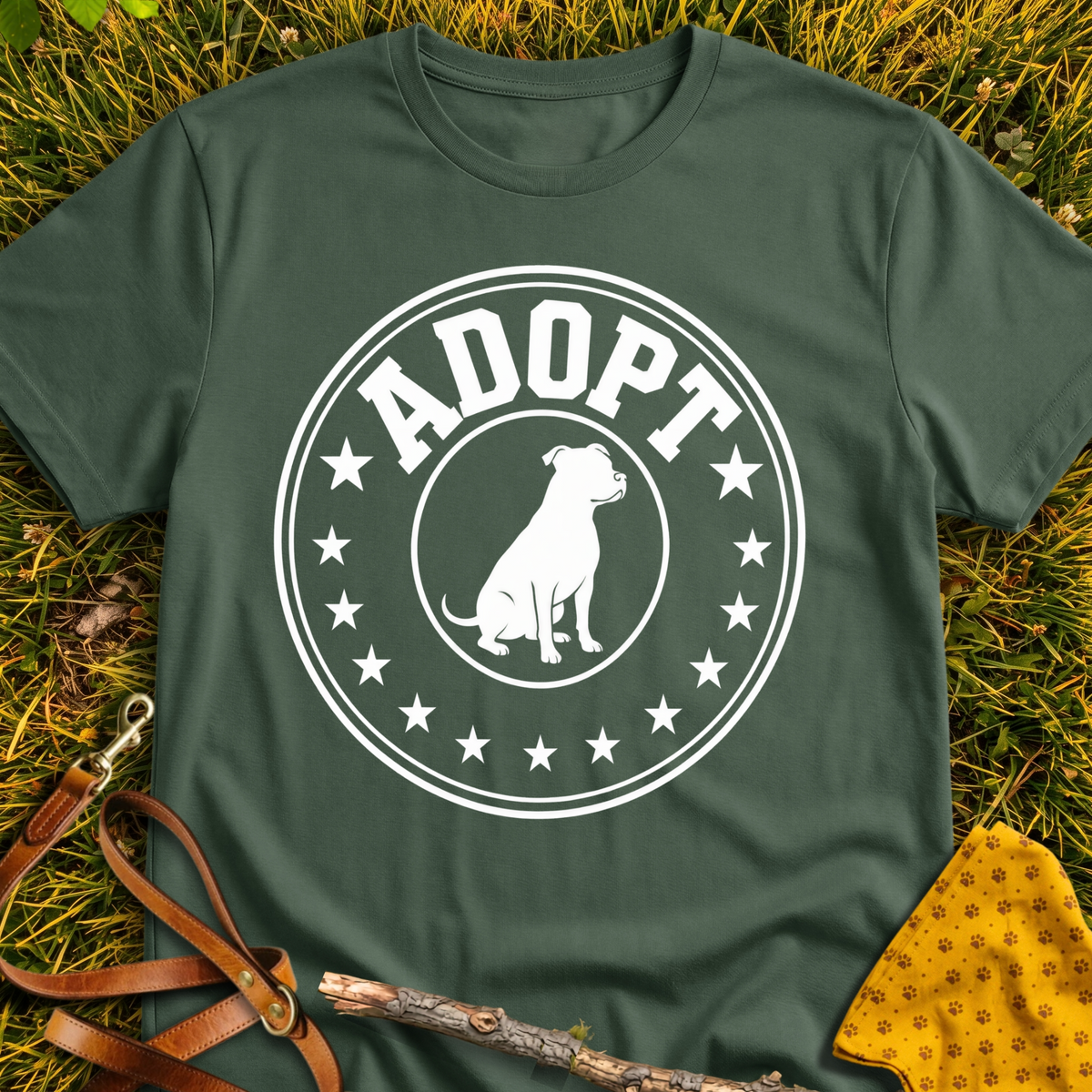 Adopt Pit T-shirt T-shirt in Military Green - Furever Mode rescue dog tee