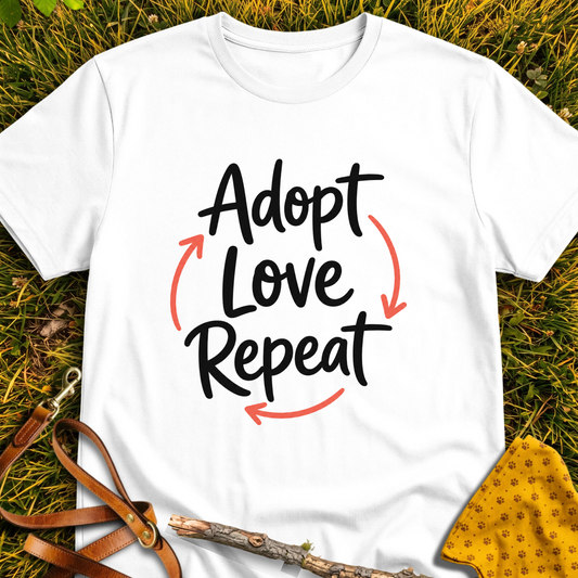 Adopt Repeat T-shirt T-shirt in White - Furever Mode rescue dog tee
