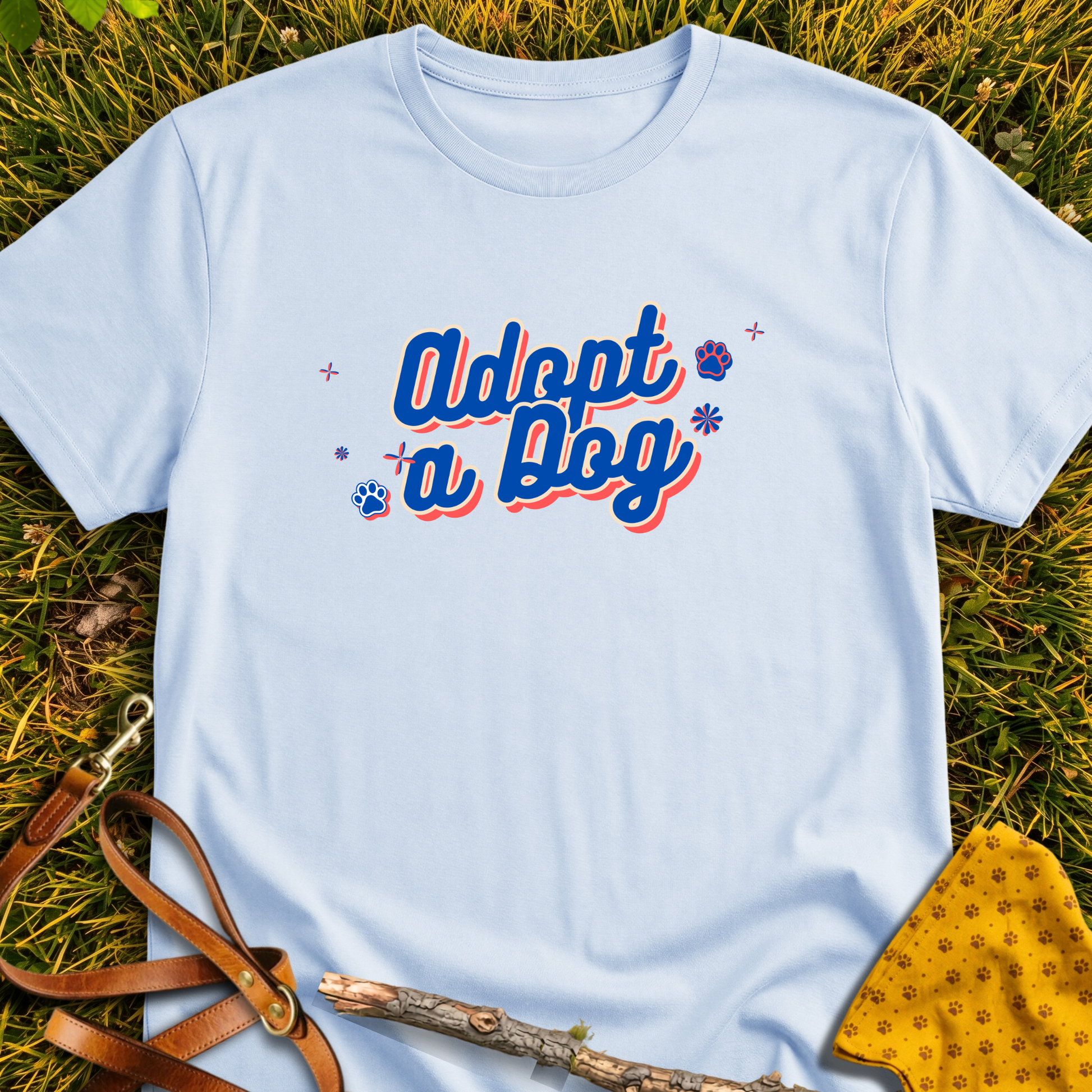 Adopt a Dog T-shirt T-shirt in Light Blue - Furever Mode rescue dog tee
