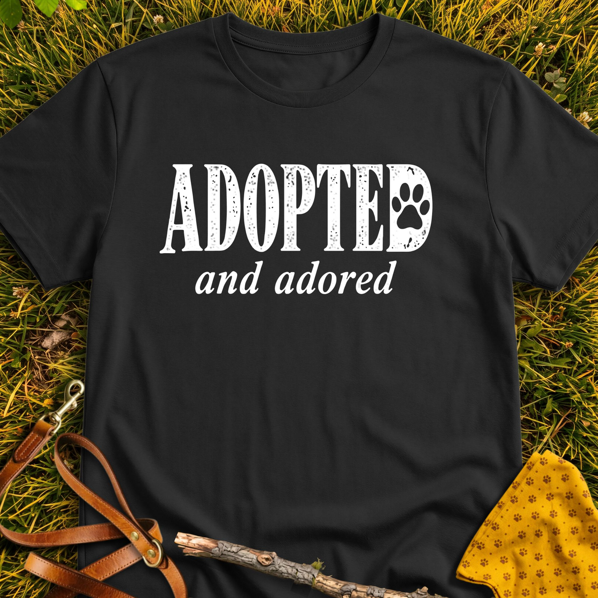 Adopted T-shirt T-shirt in Black - Furever Mode rescue dog tee