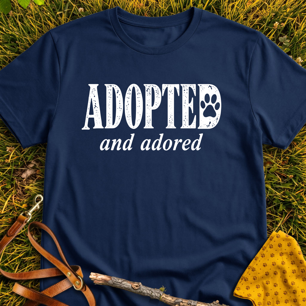 Adopted T-shirt T-shirt in Navy - Furever Mode rescue dog tee