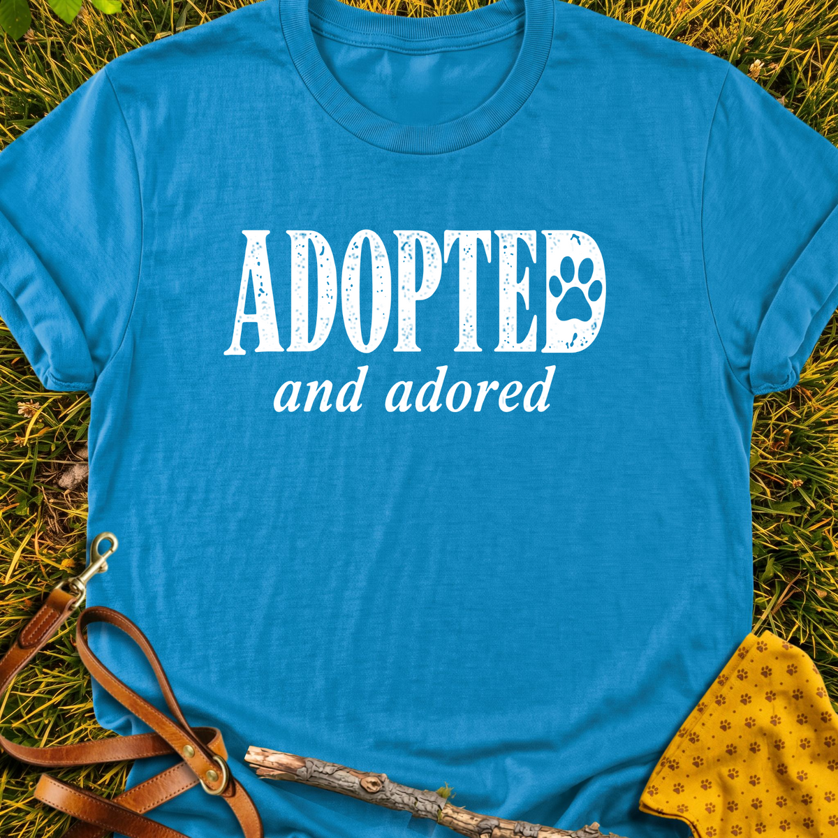 Adopted T-shirt T-shirt in Sapphire - Furever Mode rescue dog tee