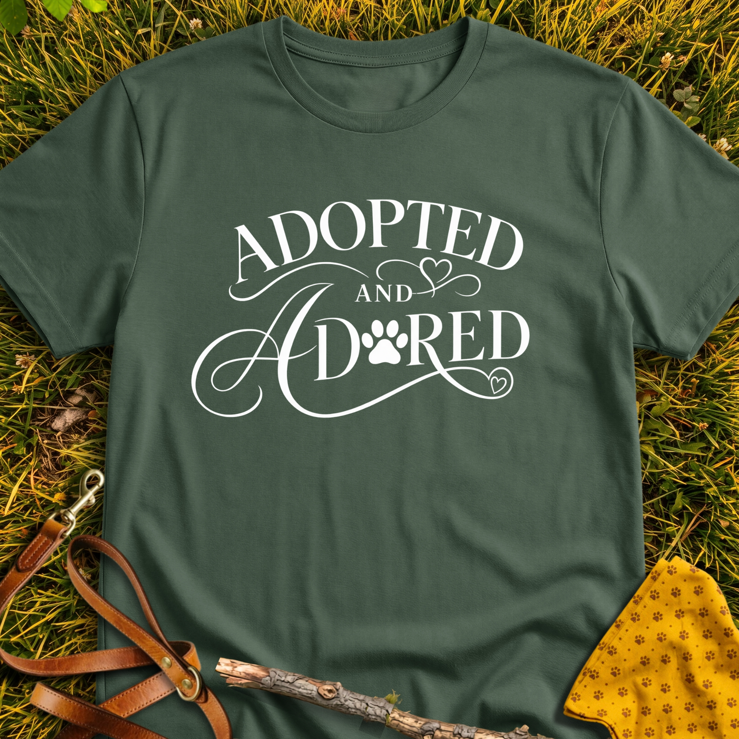 Adored T-shirt T-shirt in Military Green - Furever Mode rescue dog tee
