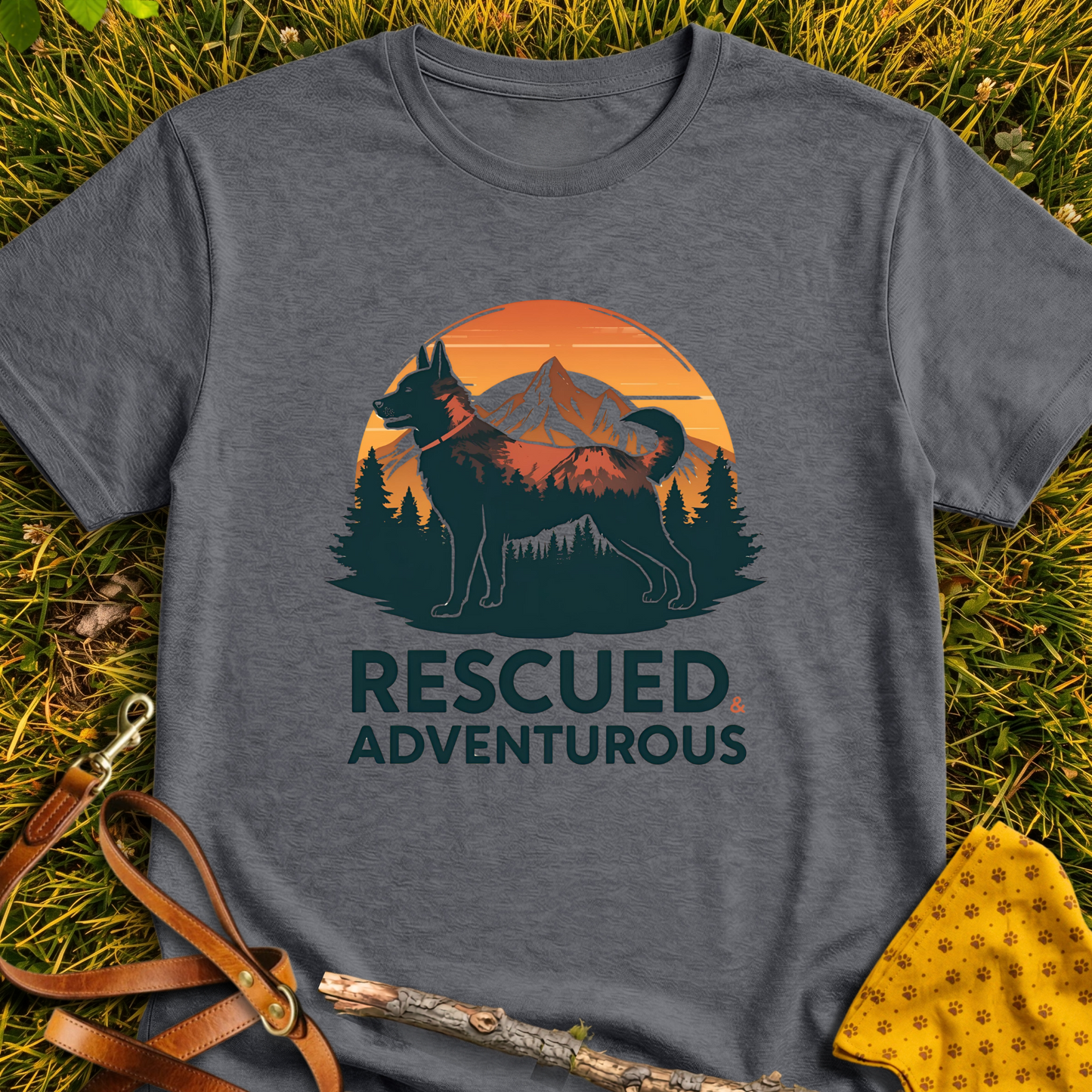 Adventurous T-shirt T-shirt in Dark Heather - Furever Mode rescue dog tee