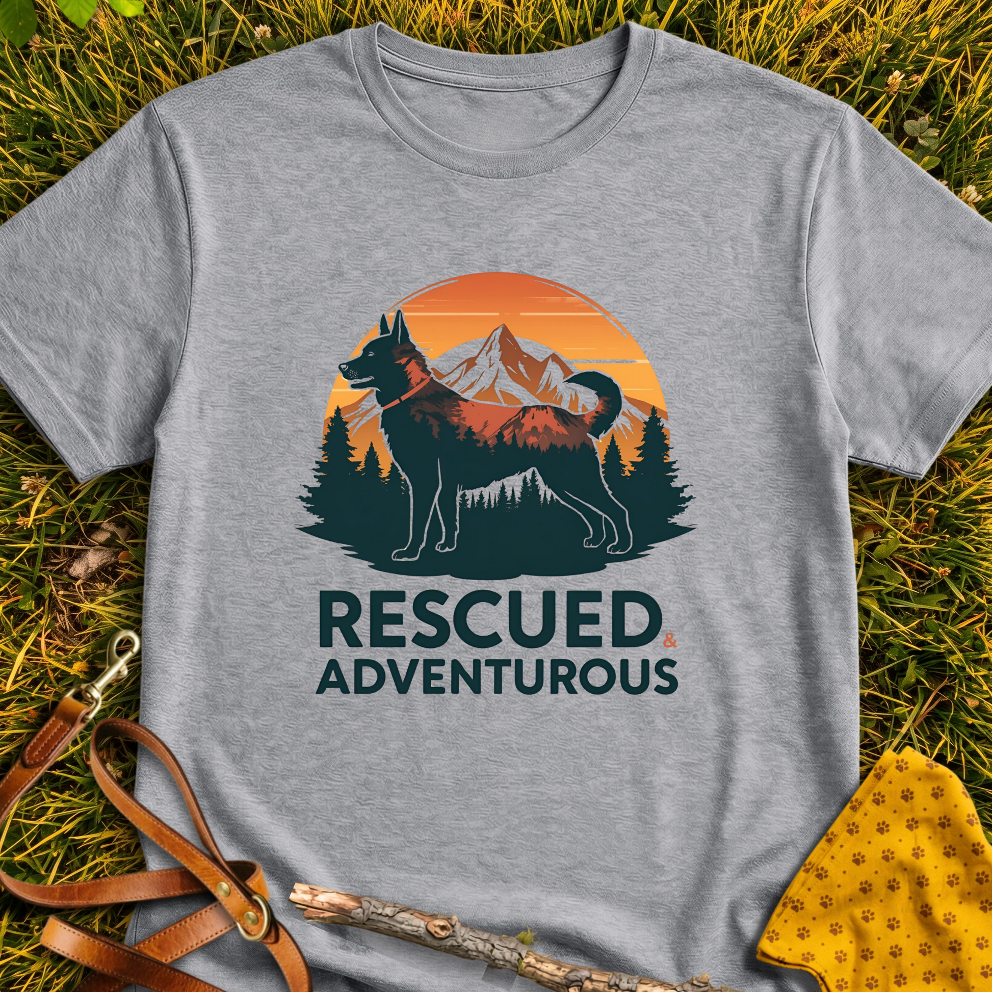Adventurous T-shirt T-shirt in Sport Grey - Furever Mode rescue dog tee