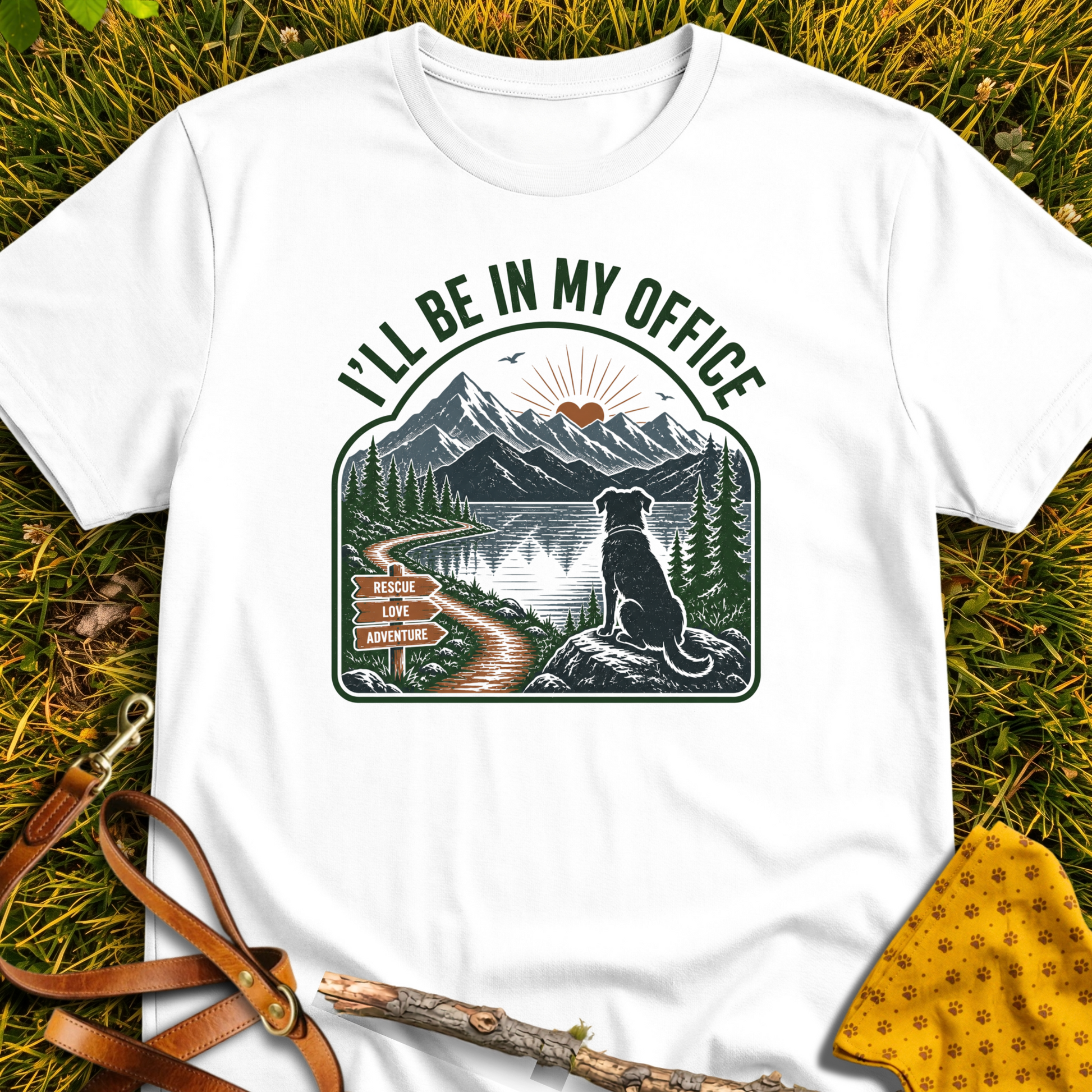 Be in My Office Hike T-Shirt T-shirt in White - Furever Mode rescue dog tee