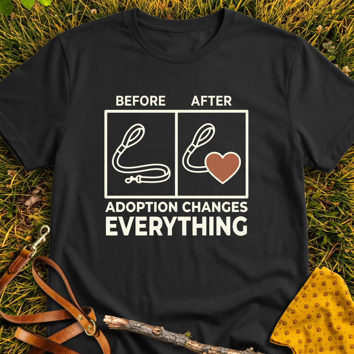 Before & After T-shirt T-shirt in Black - Furever Mode rescue dog tee