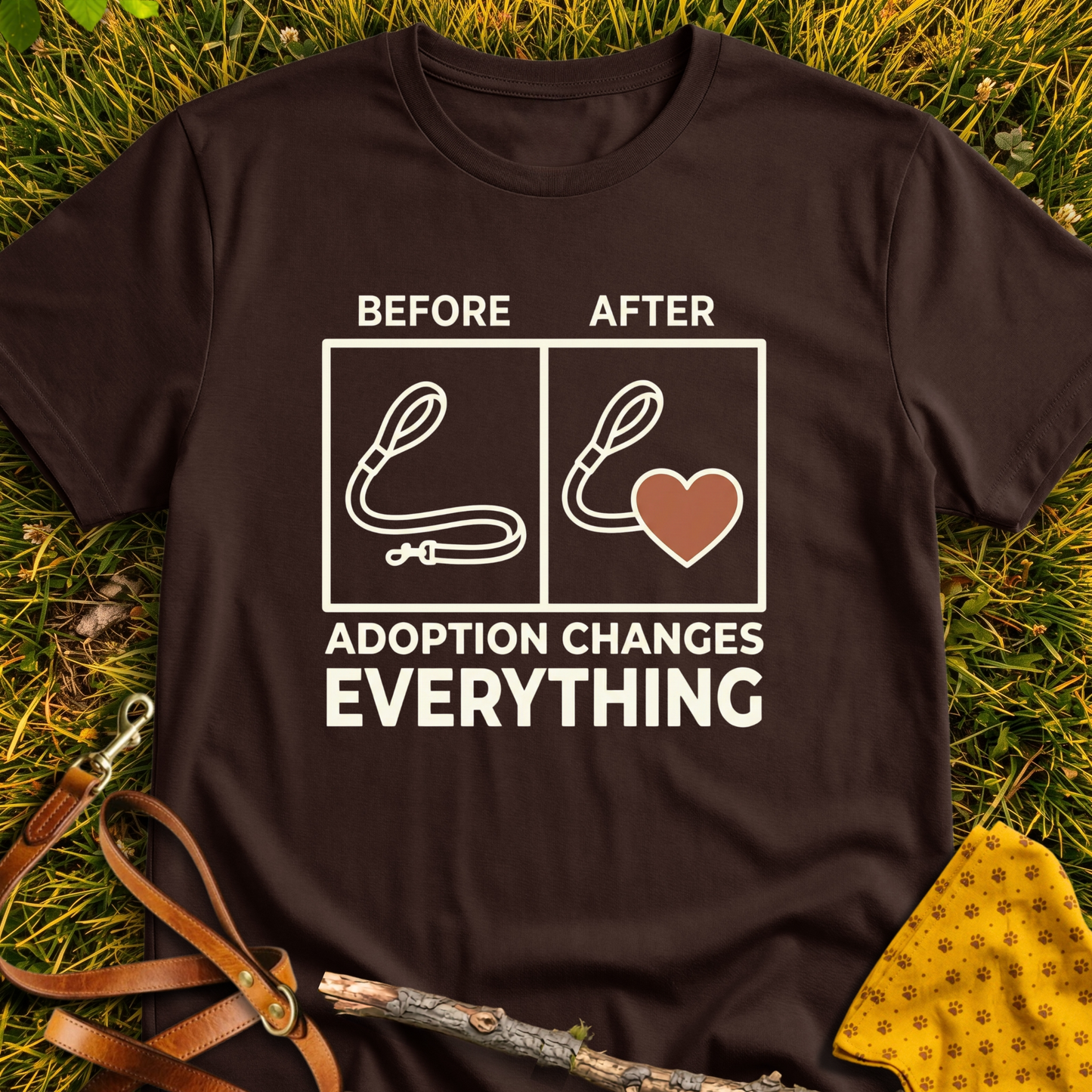 Before & After T-shirt T-shirt in Dark Chocolate - Furever Mode rescue dog tee