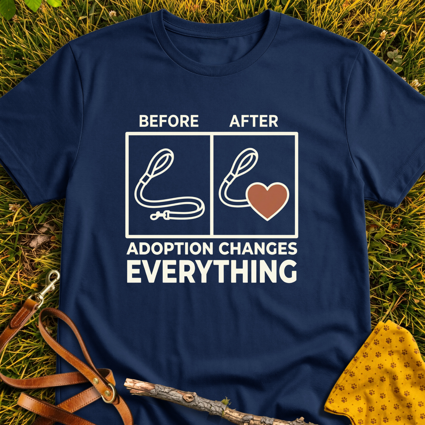 Before & After T-shirt T-shirt in Navy - Furever Mode rescue dog tee