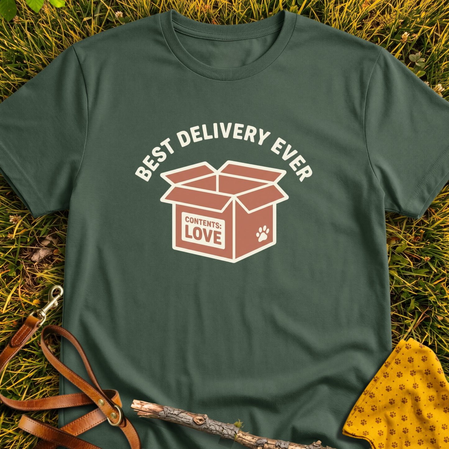 Best Delivery T-shirt T-shirt in Military Green - Furever Mode rescue dog tee