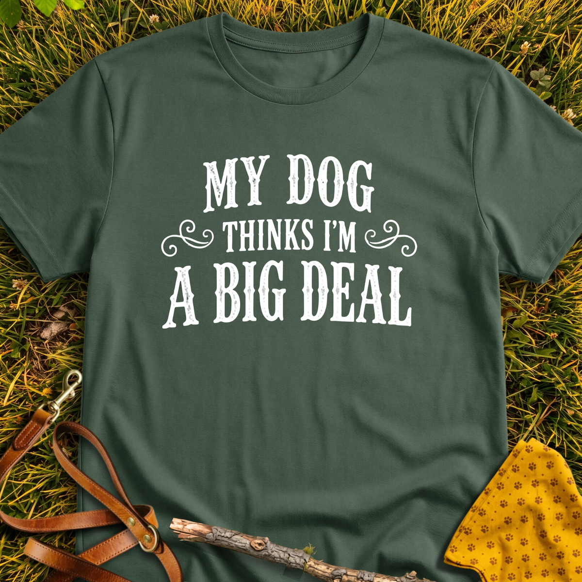 Big Deal T-shirt T-shirt in Military Green - Furever Mode rescue dog tee