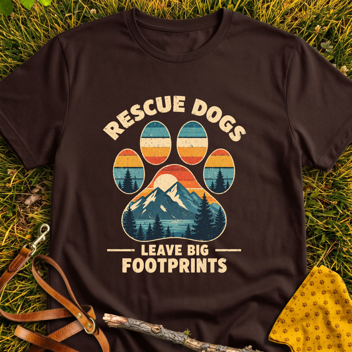 Big Footprints T-shirt T-shirt in Dark Chocolate - Furever Mode rescue dog tee