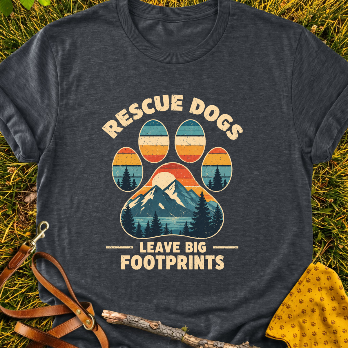 Big Footprints T-shirt T-shirt in Dark Heather Grey - Furever Mode rescue dog tee